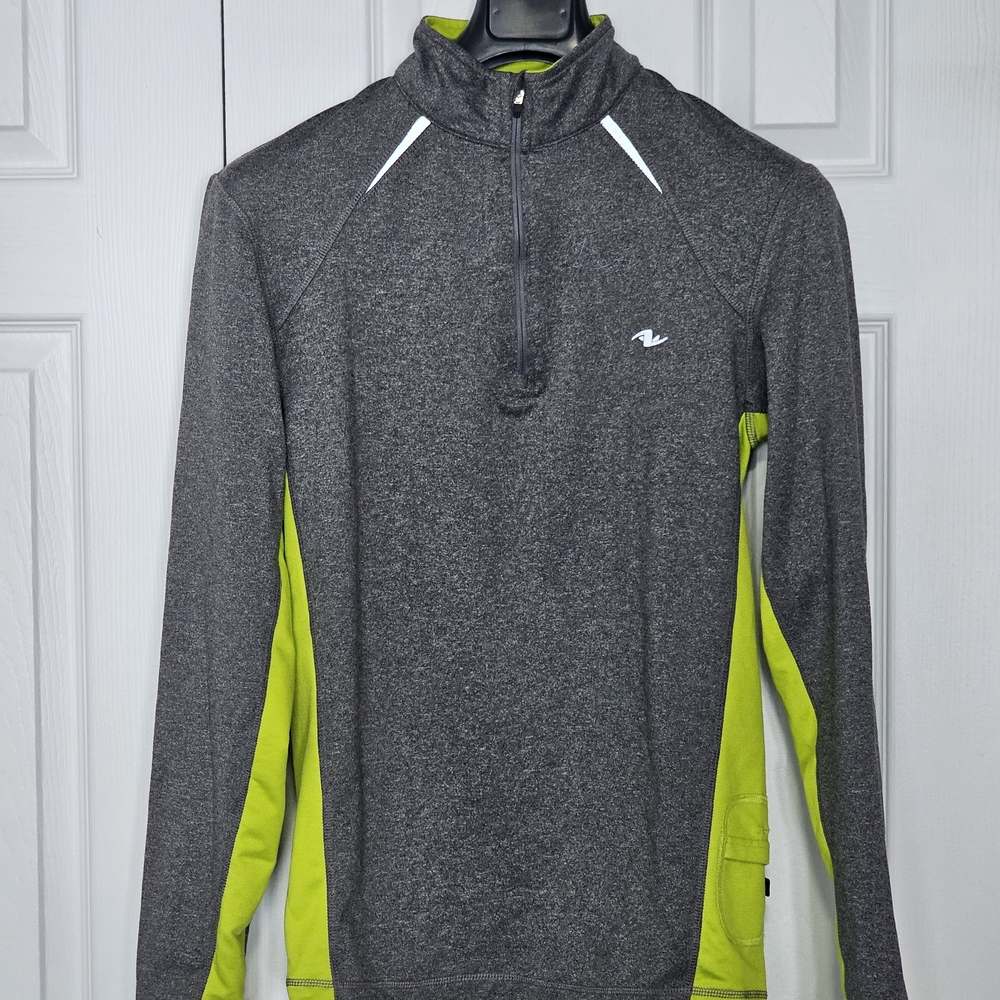 Athletic Works Gray & Lime Half-Zip Performance Jacket
